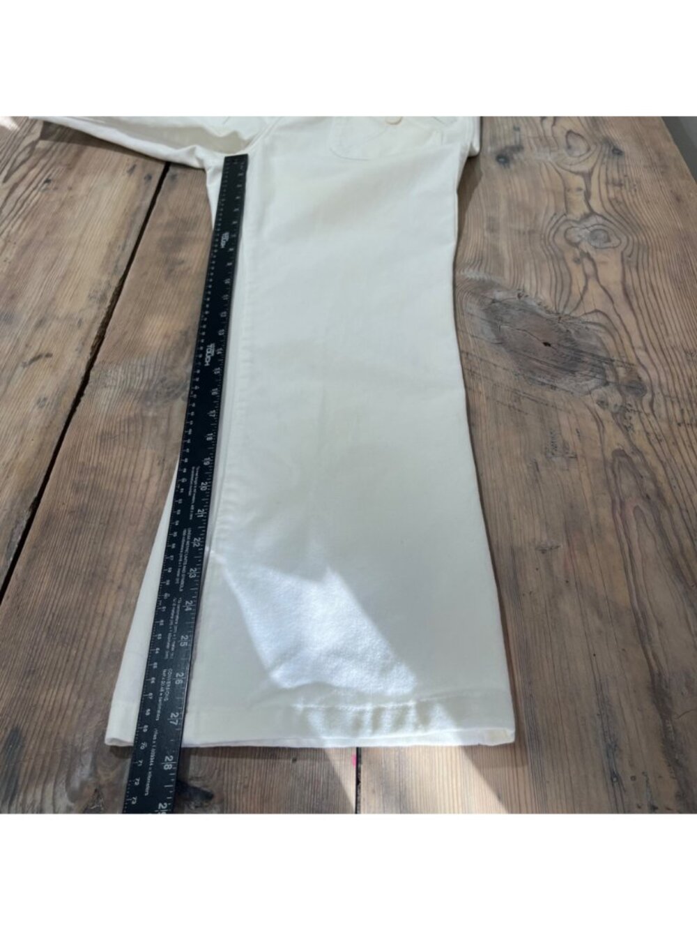 Tommy Hilfiger Flare Leg Cropped Pants Womens 12 White Canvas Pockets Y2J - Picture 8 of 10